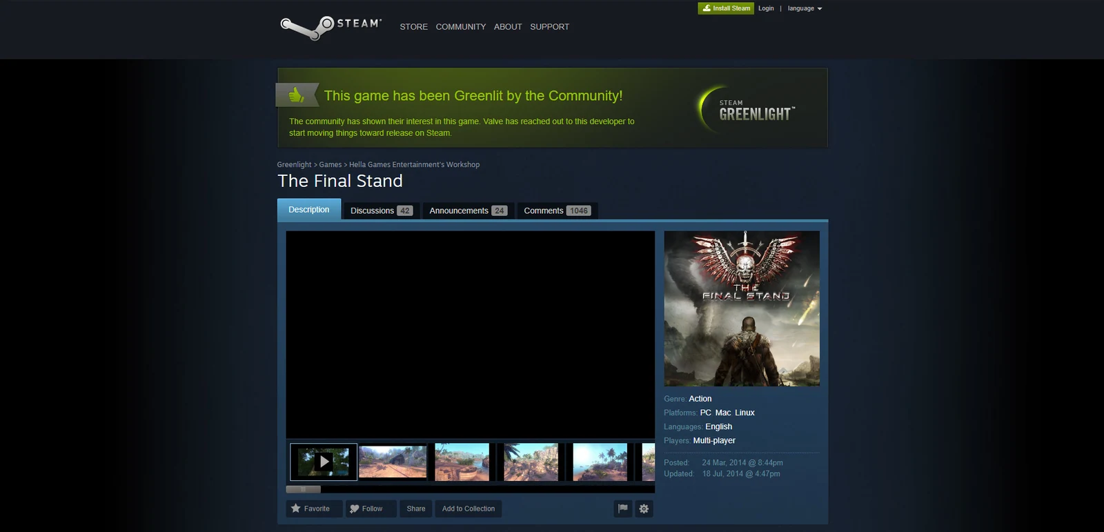 The Final Stand, Greenlit by the community on Steam.